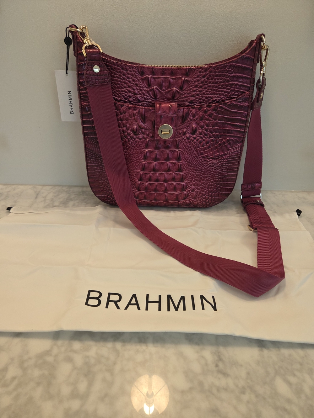 NWT Brahmin Leia Melbourne Crossbody | Pomegranate | Rare Discontinued Color